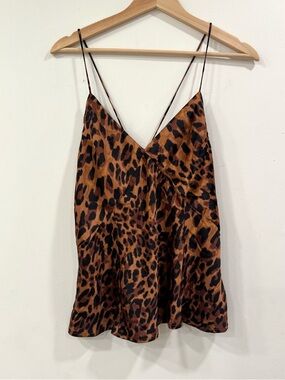 A New Day Cheetah Animal Print Flowy Silk Top